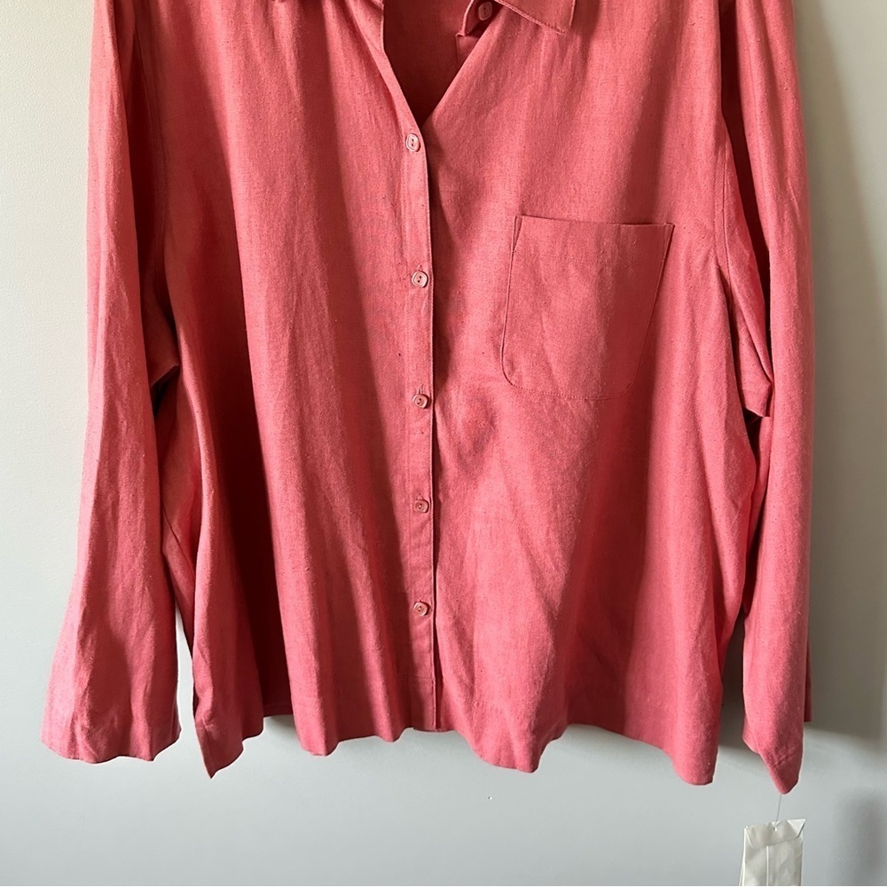Maggie McNaughton Women's Salmon Washable Linen Blend Shirt 2X NWT Plus - Picture 3 of 15